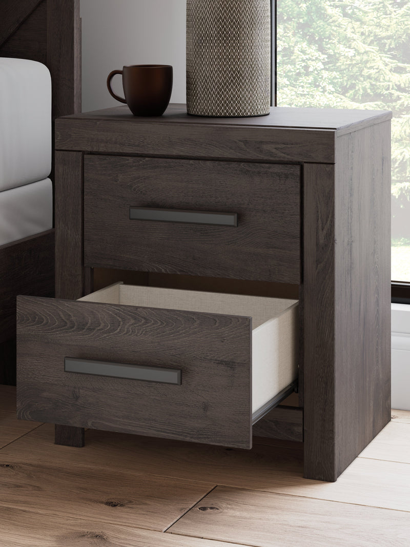 Prendonea Dark Charcoal Queen Panel Bed, Dresser and Nightstand from Ashley - Luna Furniture
