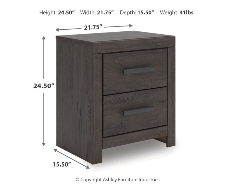 Prendonea Dark Charcoal Queen Panel Bed, Dresser, Mirror and Nightstand from Ashley - Luna Furniture