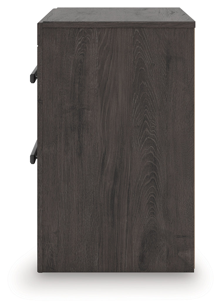 Prendonea Dark Charcoal King Panel Bed, Dresser, Mirror and Nightstand from Ashley - Luna Furniture