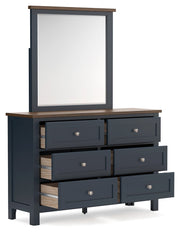 Landocken Full Panel Bed, Dresser and Mirror in Brown/Blue from Ashley - Luna Furniture
