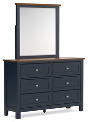 Landocken Full Panel Bed, Dresser and Mirror in Brown/Blue from Ashley - Luna Furniture
