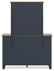 Landocken Twin Panel Bed, Dresser and Mirror in Brown/Blue from Ashley - Luna Furniture