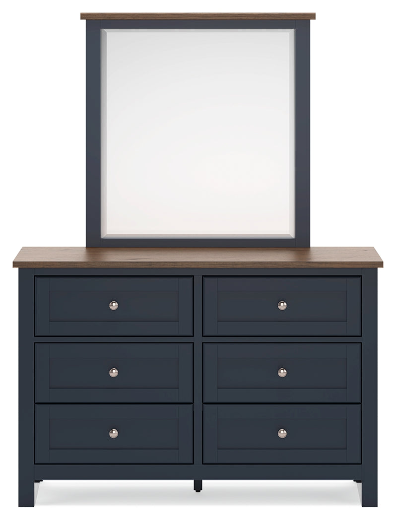 Landocken Full Panel Bed, Dresser and Mirror in Brown/Blue from Ashley - Luna Furniture