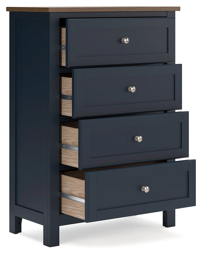 Landocken Brown/Blue Twin Panel Bed, Chest and Nightstand from Ashley - Luna Furniture