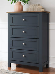 Landocken Brown/Blue Twin Panel Bed, Chest and Nightstand from Ashley - Luna Furniture