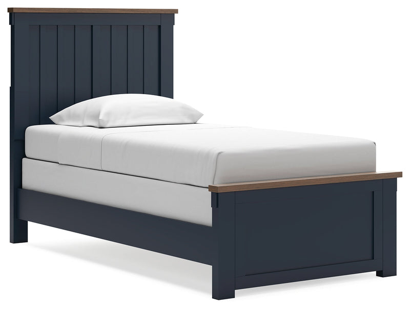 Landocken Brown/Blue Twin Panel Bed, Chest and Nightstand from Ashley - Luna Furniture