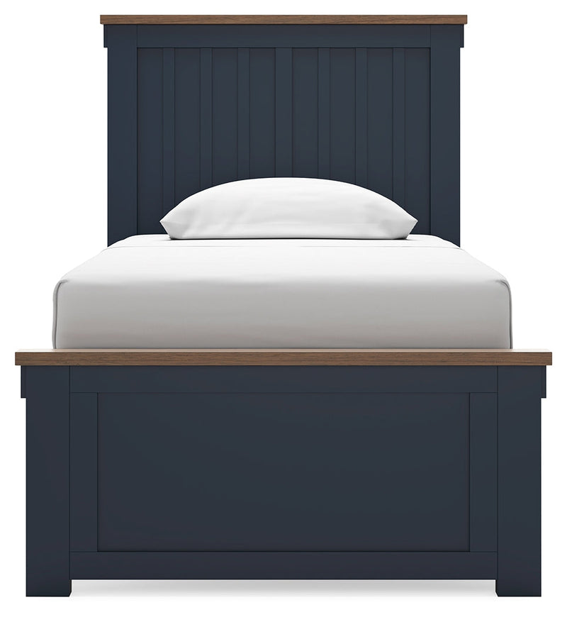 Landocken Brown/Blue Twin Panel Bed, Chest and Nightstand from Ashley - Luna Furniture