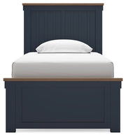 Landocken Twin Panel Bed, Dresser and Mirror in Brown/Blue from Ashley - Luna Furniture