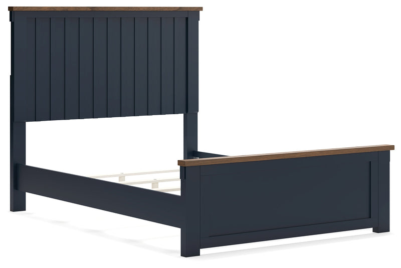 Landocken Full Panel Bed, Dresser and Mirror in Brown/Blue from Ashley - Luna Furniture