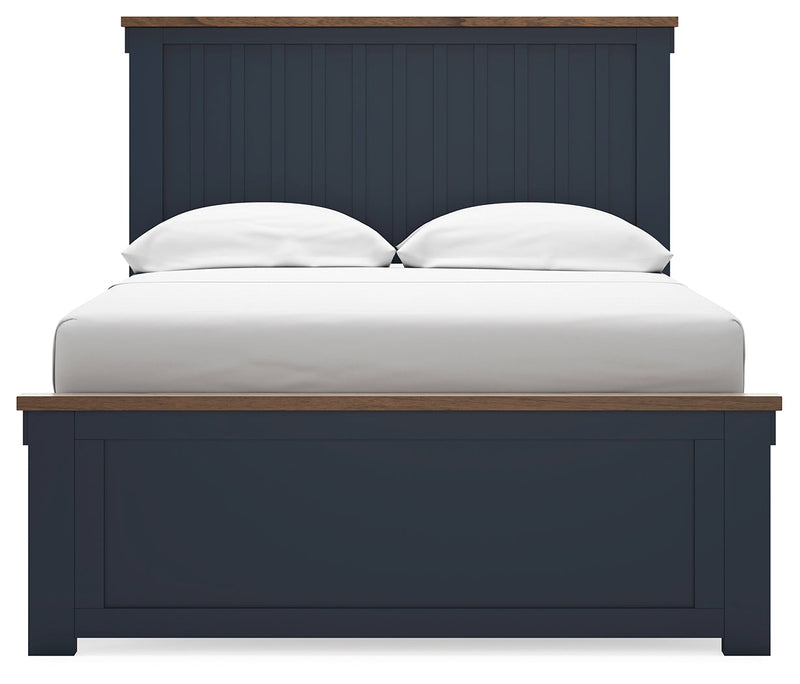 Landocken Full Panel Bed, Dresser and Mirror in Brown/Blue from Ashley - Luna Furniture