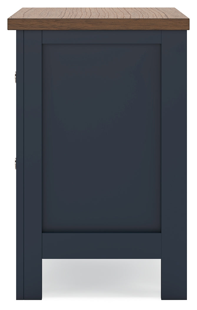 Landocken Brown/Blue Twin Panel Bed, Chest and Nightstand from Ashley - Luna Furniture