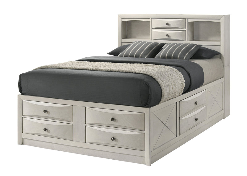 Emily White Queen Storage Platform Bed from Crown Mark - Luna Furniture
