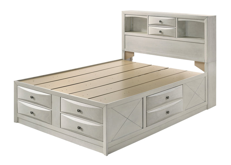 Emily White Queen Storage Platform Bed from Crown Mark - Luna Furniture