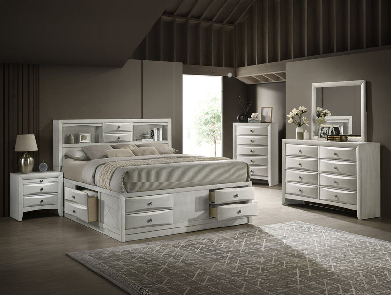 Emily White King Storage Platform Bed from Crown Mark - Luna Furniture