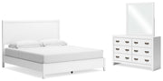 Binterglen White King Panel Bed with Mirrored Dresser from Ashley - Luna Furniture