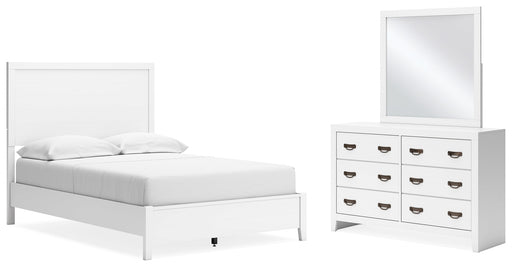 Binterglen White Full Panel Bed with Mirrored Dresser from Ashley - Luna Furniture