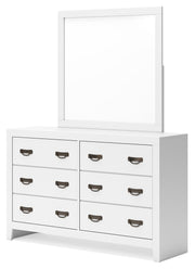 Binterglen White King Panel Bed with Mirrored Dresser from Ashley - Luna Furniture
