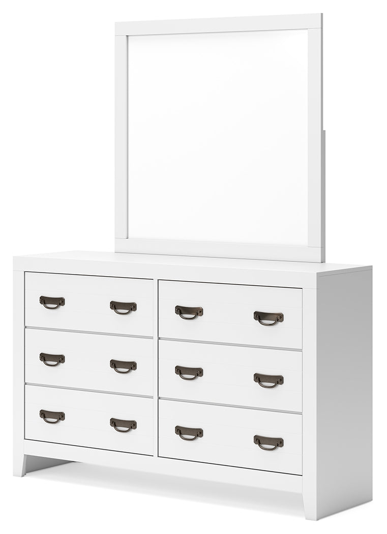 Binterglen White King Panel Bed with Mirrored Dresser from Ashley - Luna Furniture