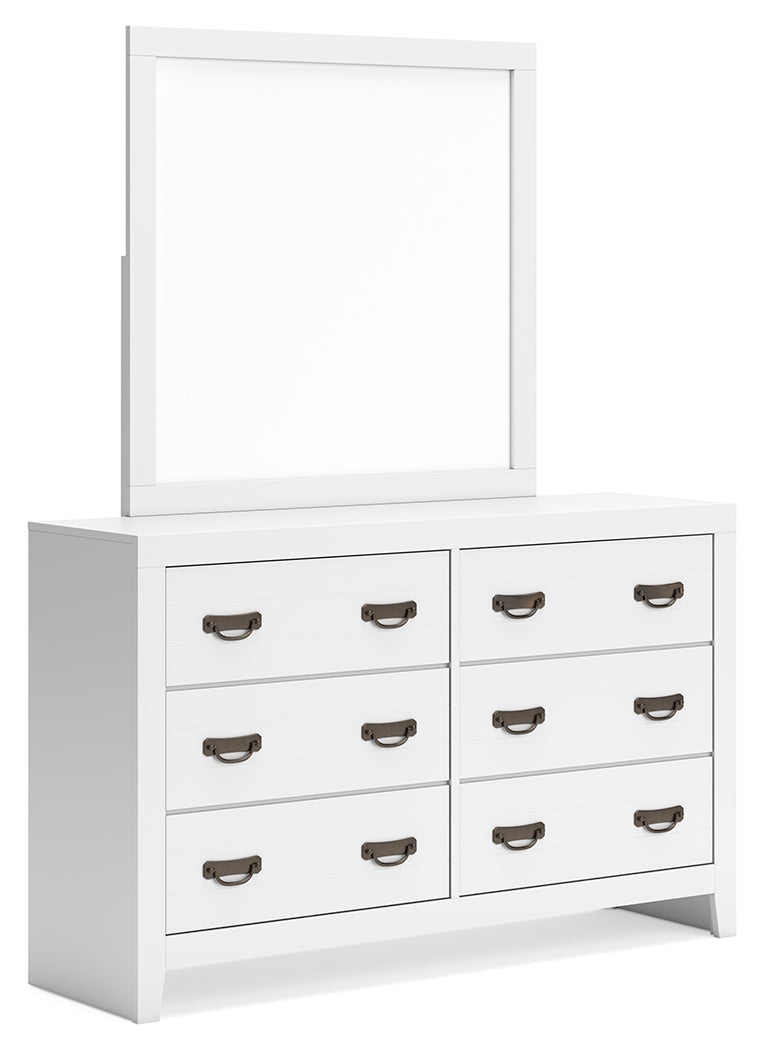Binterglen White Full Panel Bed with Mirrored Dresser from Ashley - Luna Furniture