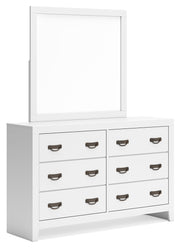 Binterglen White King Panel Bed with Mirrored Dresser from Ashley - Luna Furniture