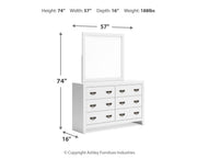 Binterglen White King Panel Bed with Mirrored Dresser from Ashley - Luna Furniture
