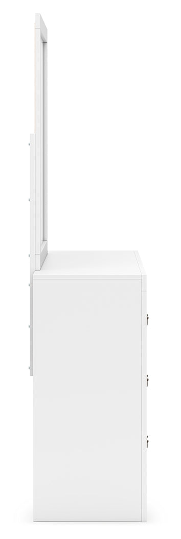 Binterglen White Full Panel Bed with Mirrored Dresser from Ashley - Luna Furniture