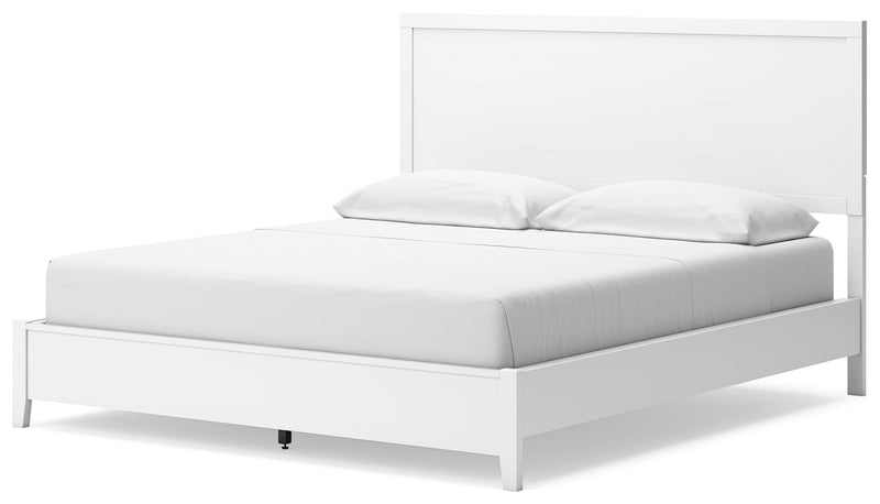 Binterglen White California King Panel Bed with Mirrored Dresser from Ashley - Luna Furniture