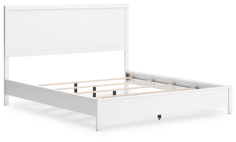 Binterglen White California King Panel Bed with Mirrored Dresser from Ashley - Luna Furniture