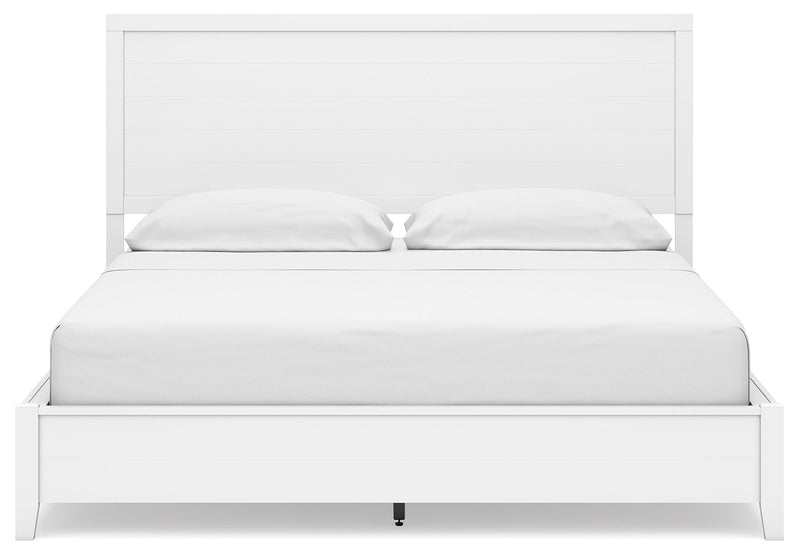 Binterglen White California King Panel Bed with Mirrored Dresser from Ashley - Luna Furniture