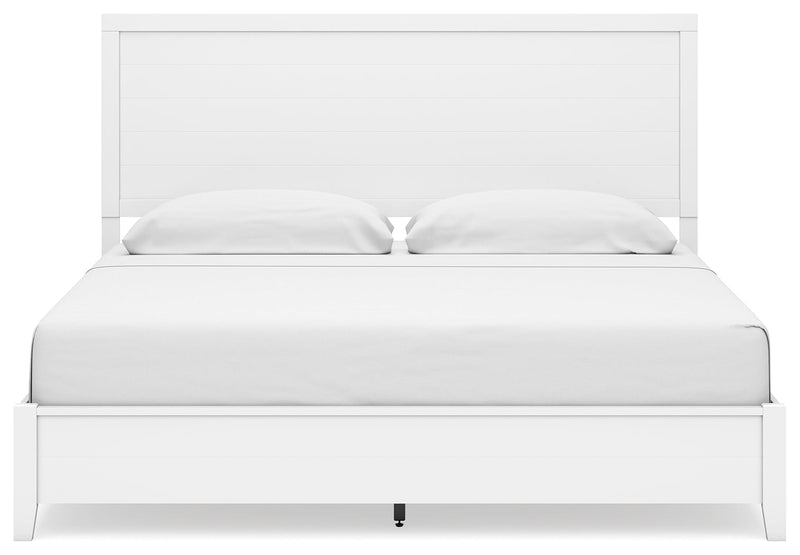 Binterglen White King Panel Bed with Mirrored Dresser from Ashley - Luna Furniture
