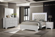 Lyssa Oat and Frost Queen LED Upholstered Panel Bed from Crown Mark - Luna Furniture