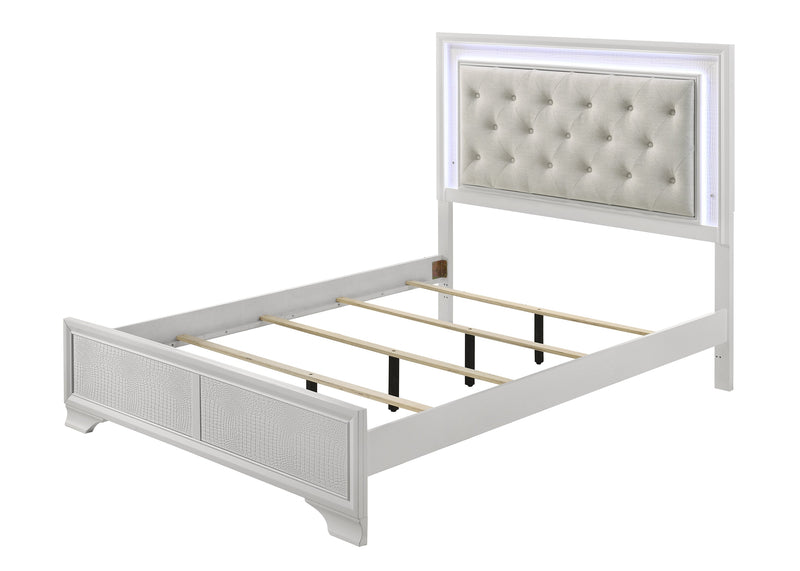 Lyssa Oat and Frost LED Upholstered Panel Youth Bedroom Set from Crown Mark - Luna Furniture