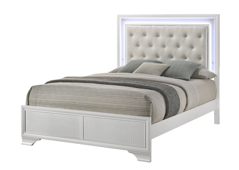 Lyssa Oat and Frost LED Upholstered Panel Youth Bedroom Set from Crown Mark - Luna Furniture