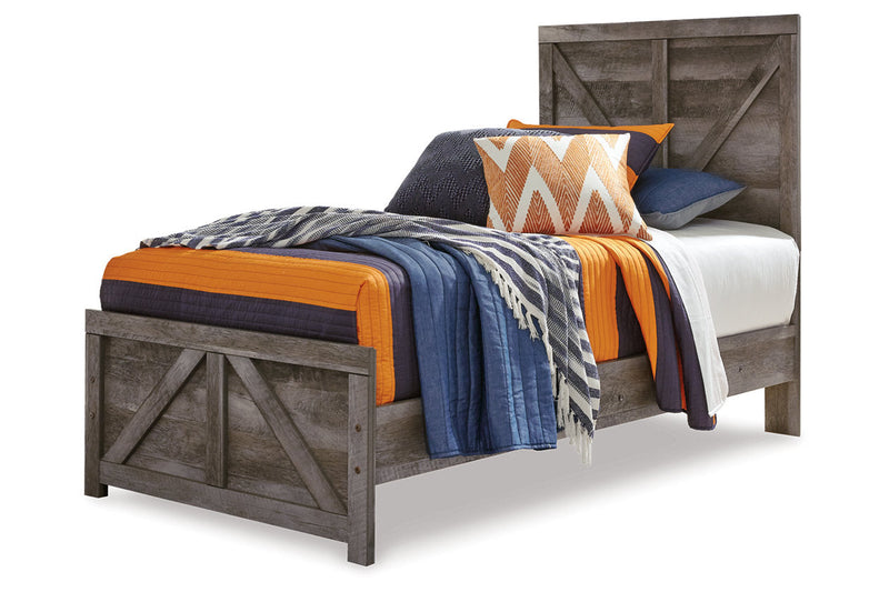 Wynnlow Gray Twin Crossbuck Panel Bed from Ashley - Luna Furniture