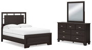 Covetown Dark Brown Full Panel Bed with Mirrored Dresser from Ashley - Luna Furniture
