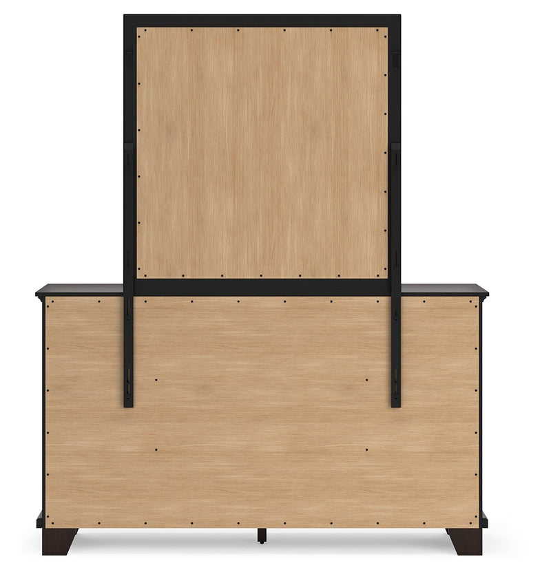 Covetown Dark Brown Full Panel Bed with Mirrored Dresser from Ashley - Luna Furniture