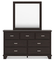 Covetown Dark Brown Full Panel Bed with Mirrored Dresser from Ashley - Luna Furniture