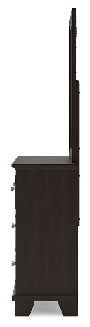 Covetown Dark Brown Full Panel Bed with Mirrored Dresser from Ashley - Luna Furniture