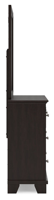 Covetown Dark Brown Full Panel Bed with Mirrored Dresser from Ashley - Luna Furniture