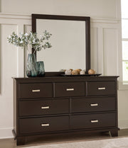 Covetown Dark Brown Queen Panel Bed, Dresser, Mirror, Chest and Nightstand from Ashley - Luna Furniture