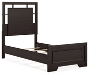 Covetown Dark Brown Twin Panel Bed with Mirrored Dresser from Ashley - Luna Furniture