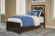 Covetown Dark Brown Twin Panel Bed with Mirrored Dresser from Ashley - Luna Furniture