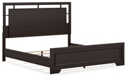 Covetown Dark Brown King Panel Bed with Mirrored Dresser from Ashley - Luna Furniture
