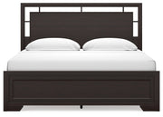 Covetown Dark Brown King Panel Bed with Mirrored Dresser from Ashley - Luna Furniture
