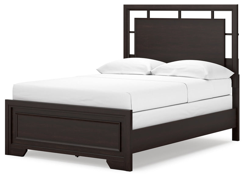 Covetown Dark Brown Full Panel Bed with Mirrored Dresser from Ashley - Luna Furniture
