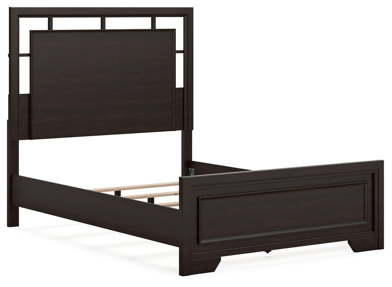 Covetown Dark Brown Full Panel Bed with Mirrored Dresser from Ashley - Luna Furniture