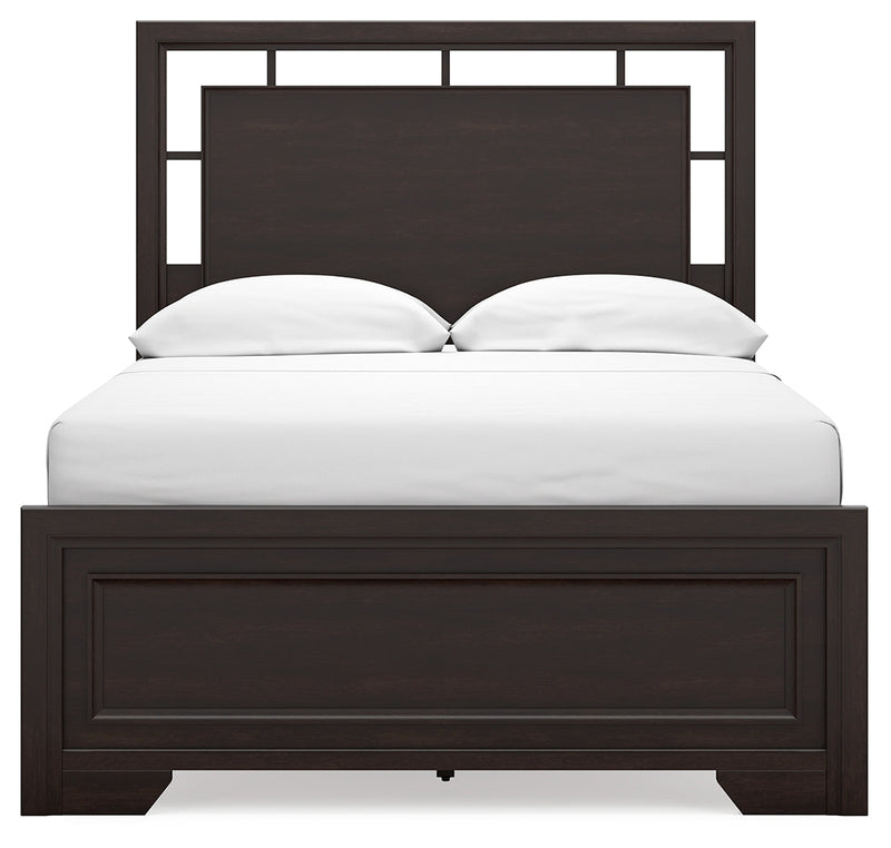 Covetown Dark Brown Full Panel Bed with Mirrored Dresser from Ashley - Luna Furniture