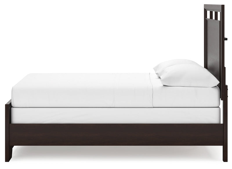 Covetown Dark Brown Full Panel Bed with Mirrored Dresser from Ashley - Luna Furniture