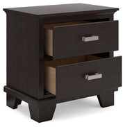 Covetown Dark Brown Queen Panel Bed, Dresser, Mirror, Chest and Nightstand from Ashley - Luna Furniture