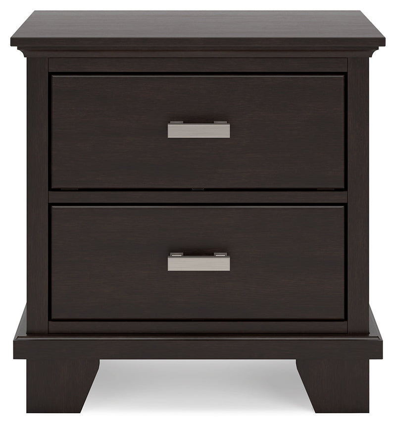 Covetown Dark Brown Queen Panel Bed, Dresser, Mirror, Chest and Nightstand from Ashley - Luna Furniture